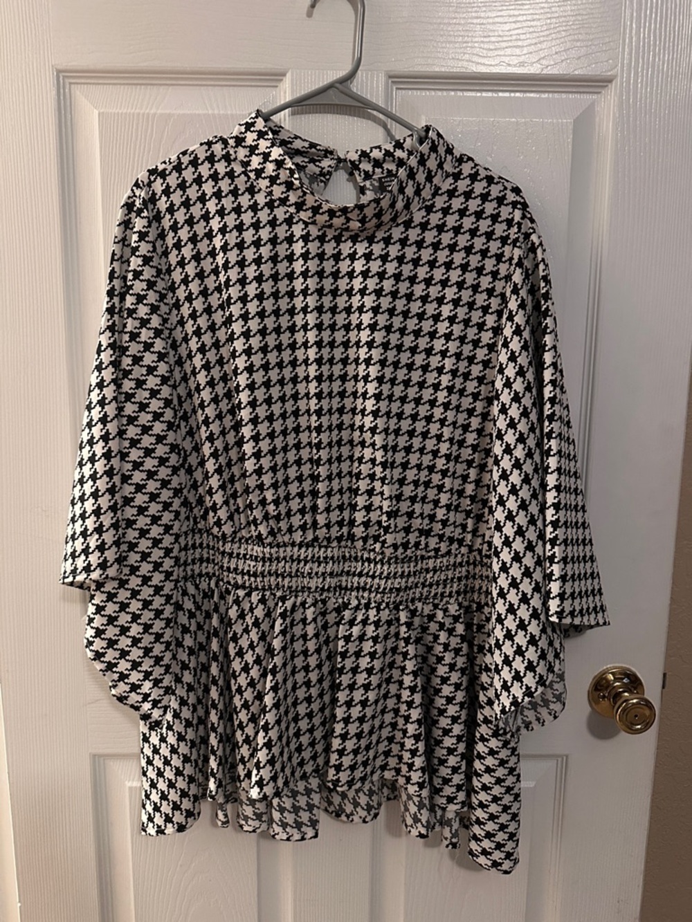 Black & White Houndstooth Peplum Blouse